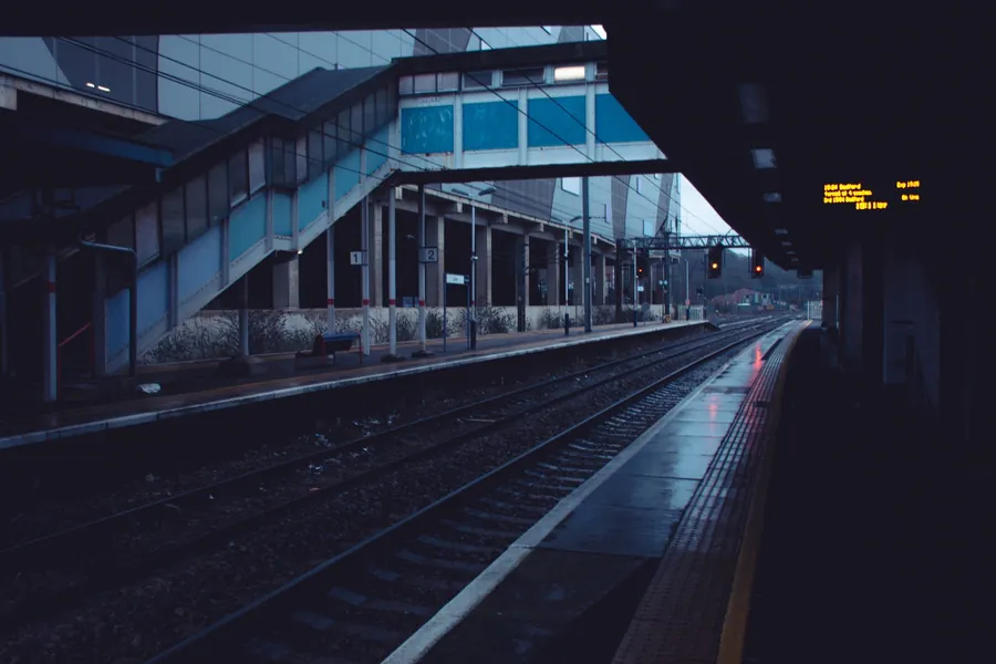 Rainy evening on a Thameslink railway platform, the daily reality for many St Albans commuters